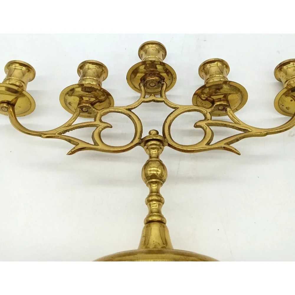 Vintage Brass 5 Arm Ornate Victorian Candelabra Japan 9X12.5